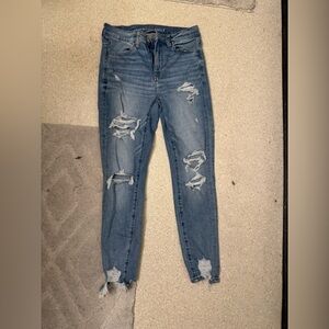 American Eagle Outfitters Light Blue Distressed Jeggings